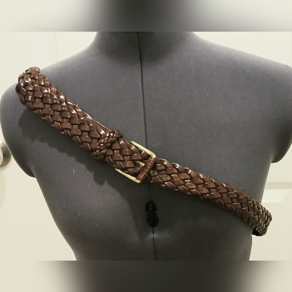 Men's Roundtree & Yorke Brown‎ Leather Braided Belt